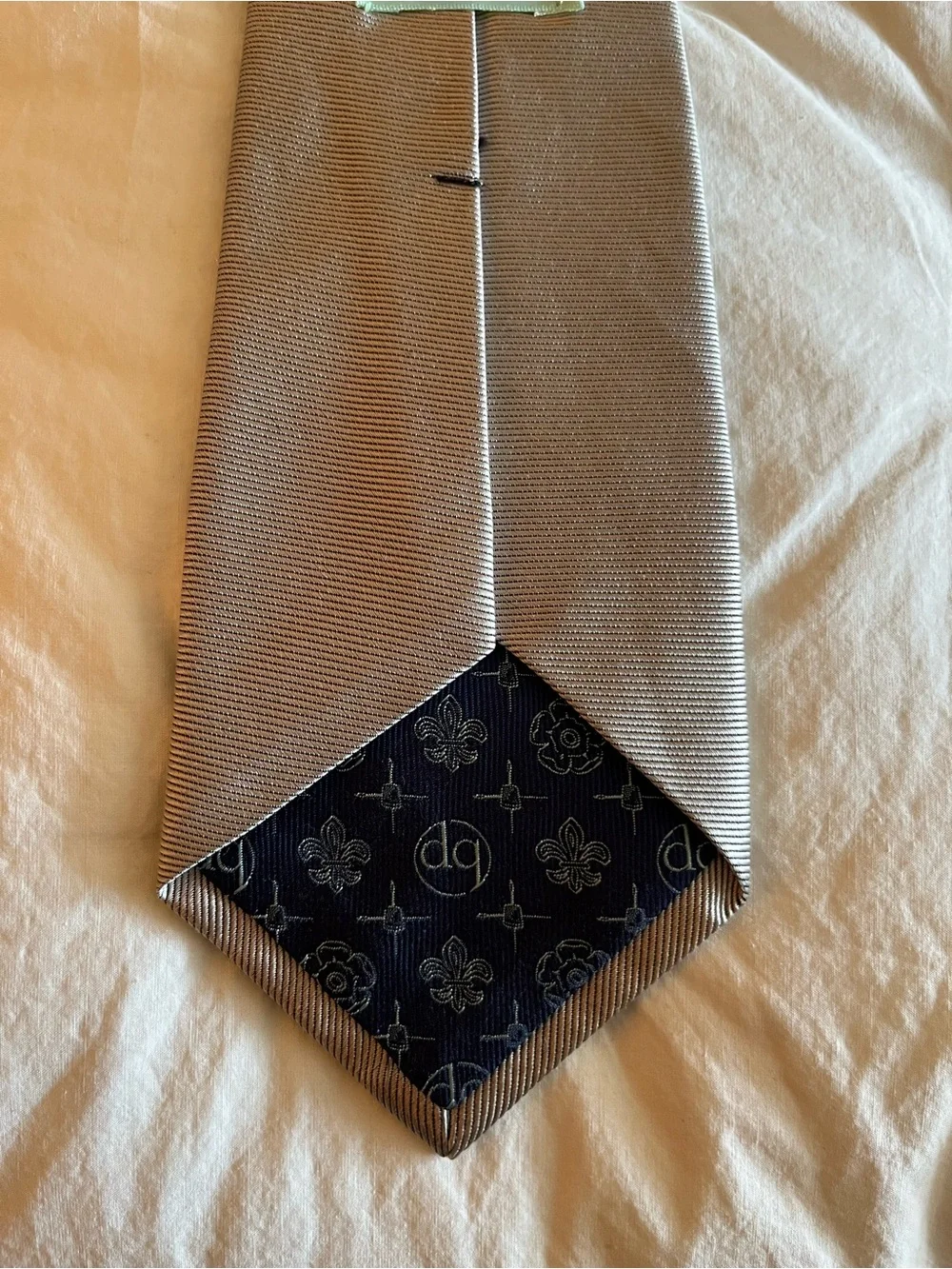 Duncan Quinn Silver Embroidered 100% Silk Tie Made in USA